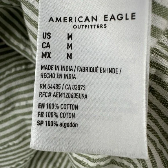 American Eagle Top Womens Medium Green Seersucker Halter Sleeveless Top Smocked - Picture 4 of 10